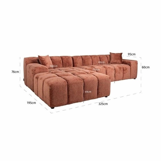 Sofa Narożna CUBE L Bordowy
