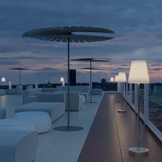 Lampa Podłogowa LOLA SLIM 120 SOLAR & BATTERY Brass/Biały