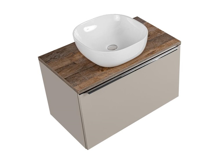 Zestaw SFT B UN 6252 80cm (Szafka + Blat + Umywalka) Szary/Dąb