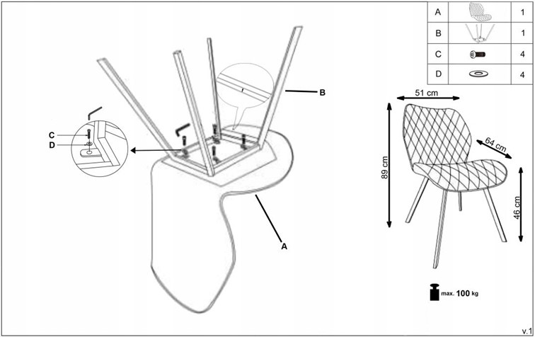 Krzesło K360 Czarny/Musztardowy