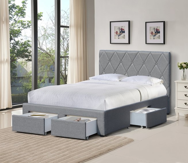 Łóżko BETINA z Pojemnikiem 120x200 cm Popielaty