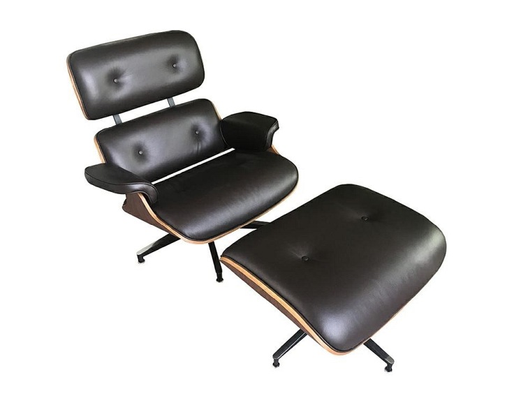 Fotel LOUNGE HM PREMIUM SZEROKI Z Podnóżkiem Orzech Skóra Naturalna