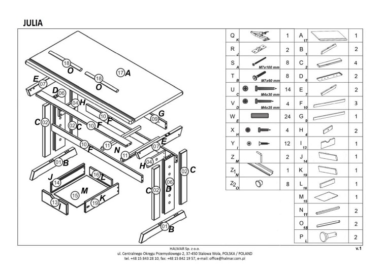 Biurko Julia 55x109x63(96) Sosna