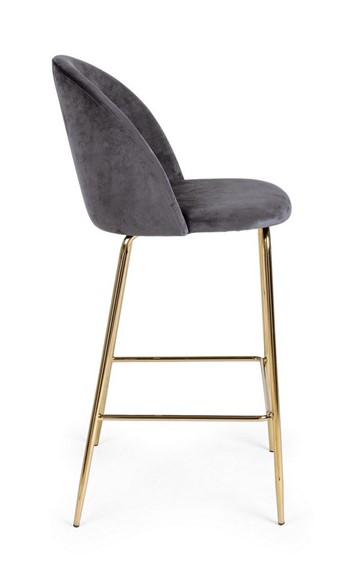 Krzesło Barowe CARRY VELVET Szary
