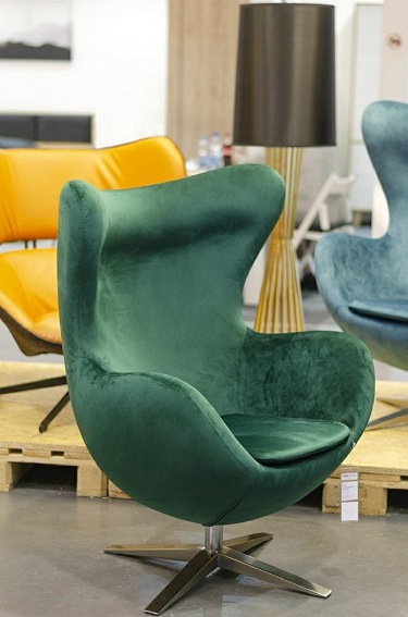 Fotel EGG Szeroki Velvet Ciemny Zielony