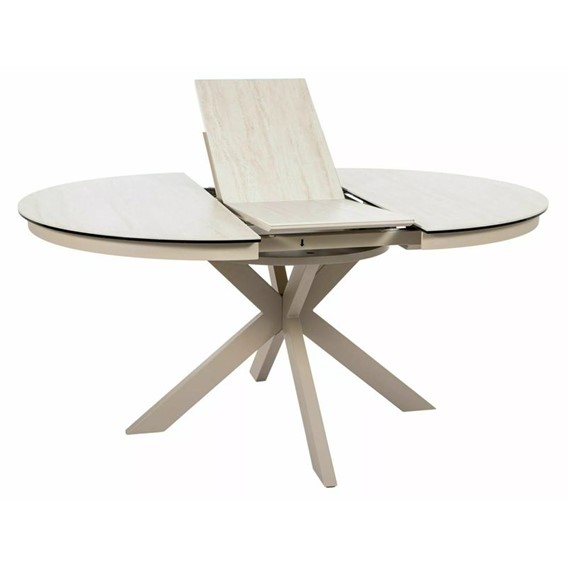 Stół Rozkładany PORTO Ceramic (160-120)x120cm Beż Połysk/Kaszmir