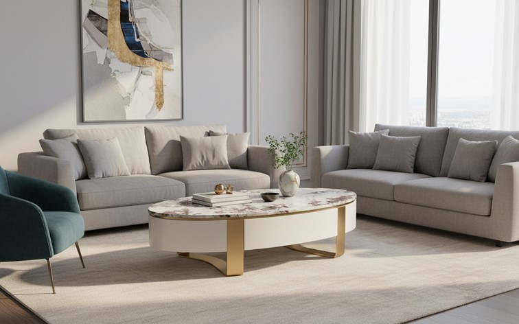 Stolik Kawowy STILIG ST923 150x80cm Biały/Złoty