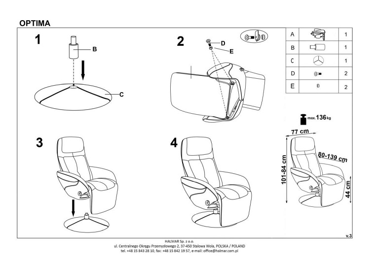 Fotel Recliner OPTIMA Beżowy