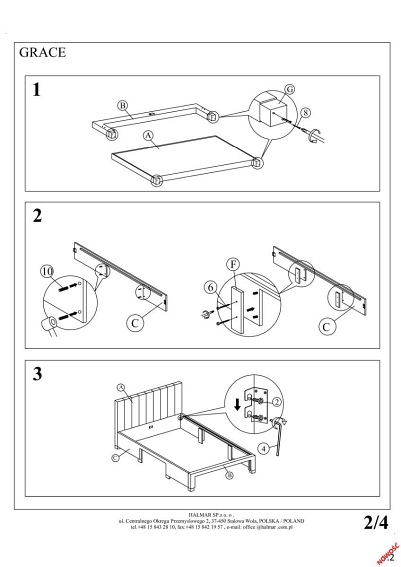 Łóżko GRACE z Szufladami Velvet 160x200 cm Popiel
