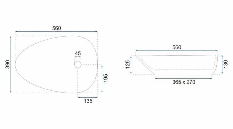 Umywalka Nablatowa GRETA 55 Biały