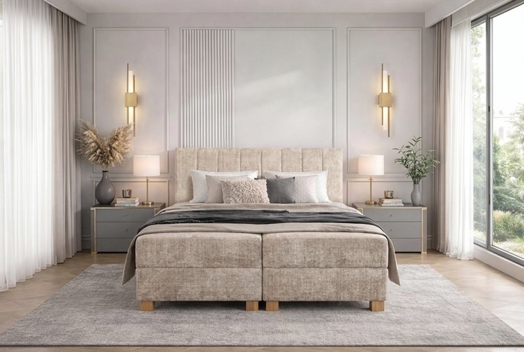 Łóżko LARGO z Pojemnikiem 160x200 cm Beżowy