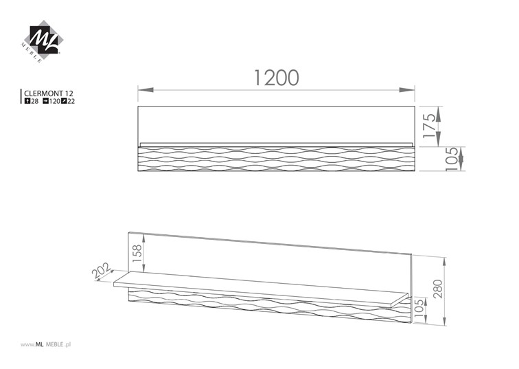 Półka CLERMONT 12 Sosna Śnieżna