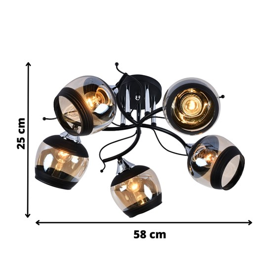 Żyrandol ALEMRIA 5 Czarny/Srebrny