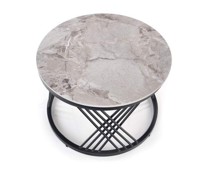 Ława FLAMINGO fi60/fi80 Popielaty Marmur/Czarny