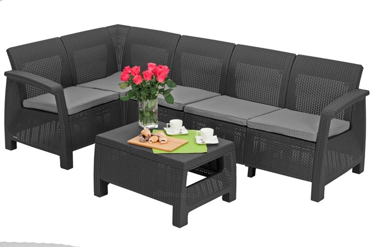 Zestaw Ogrodowy Narożnik + Stoliczek Corfu Relax Grafit