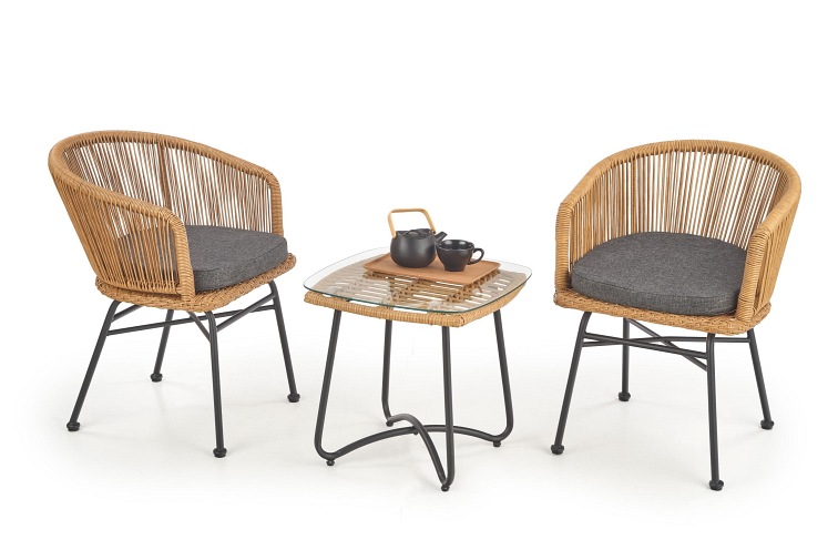 Krzesło Ogrodowe K400 Czarny/Naturalny/Popielaty