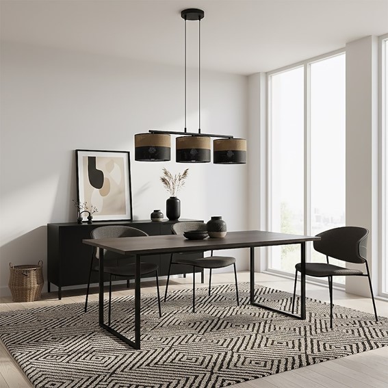 Lampa Wisząca KARBON 3 Czarny/Brązowy