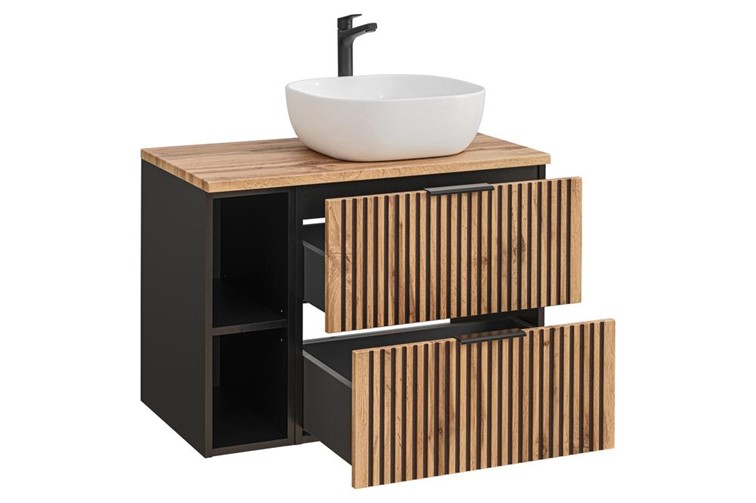 Zestaw Mebli Łazienkowych SET-XIL B UN.6252 81-01 80cm Czarny/Wotan