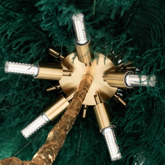 Lampa Podłogowa Tiffany 120x120x175 Złoty/Zielony