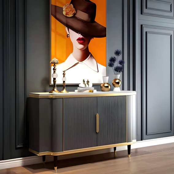 Komoda STILIG ST317 Szary/Złoty/Biały