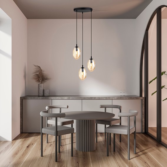 Lampa Wisząca ASTRAL 3 PREMIUM Czarny/Miodowy