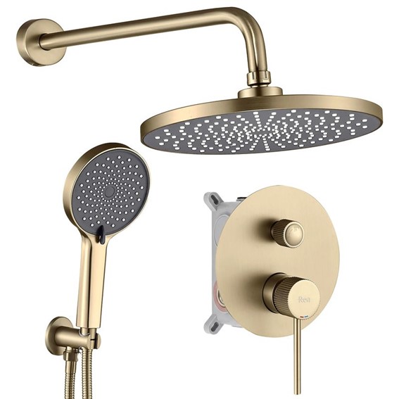 Zestaw Natryskowy LUNGO STRIPE BOX Złoty Szczotkowany