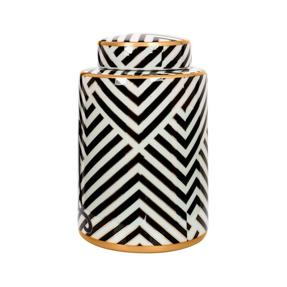 Słoik Dekoracyjny PANTHER 25cm Biały/Czarny/Złoty