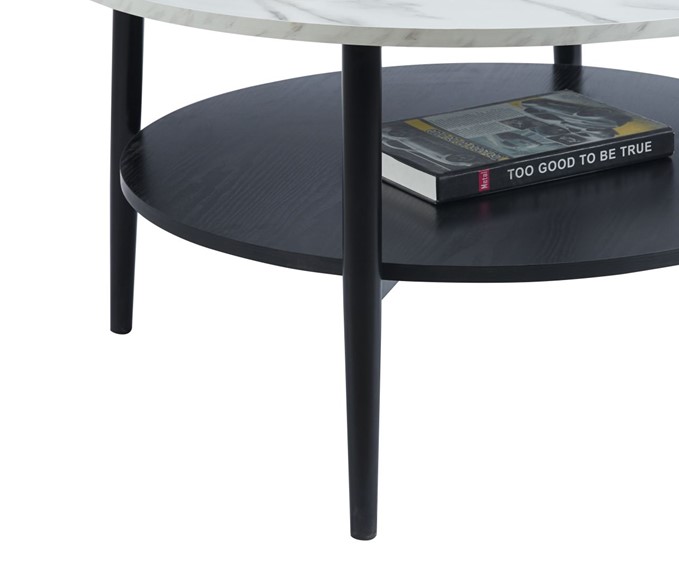 Ława L14-FX fi80 Biały Marmur/Czarny