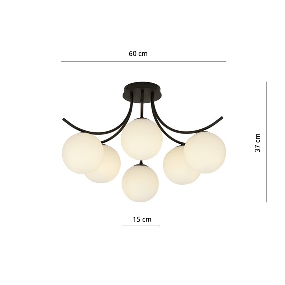 Lampa Sufitowa BOSTON 6 Czarny/Opal