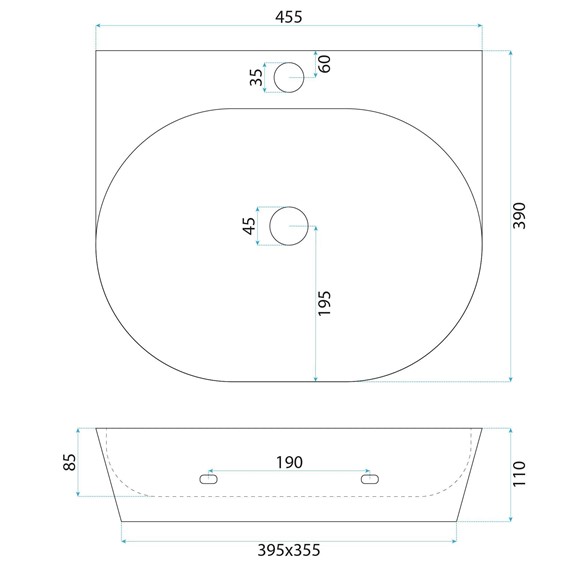 Umywalka Nablatowa KIM 46 Biały