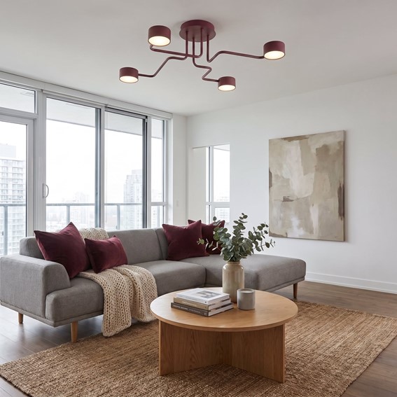 Lampa Sufitowa KURAGE 4 Burgundowy