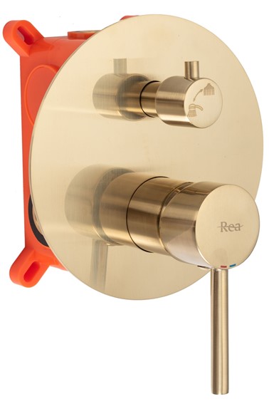 Zestaw Natryskowy Podtynkowy LUNGO + Box Złoty Szczotkowany