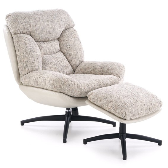 Fotel KRONOS z Podnóżkiem Beżowy