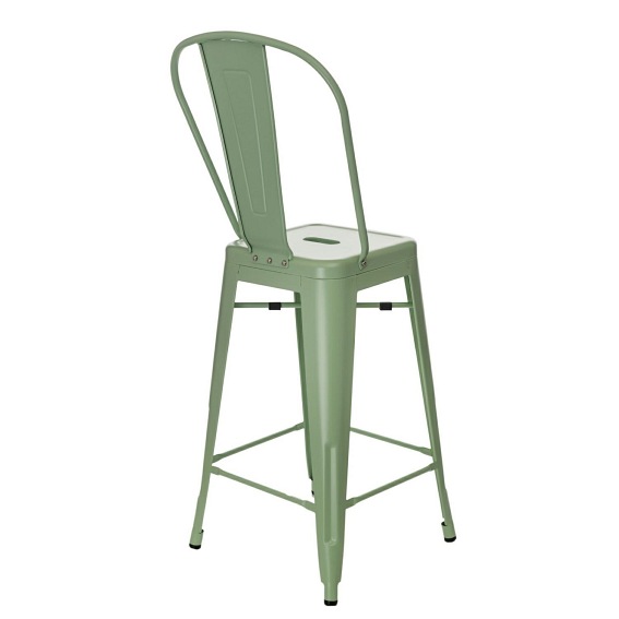Stołek Barowy PARIS Back Zielony Inspirowany Tolix