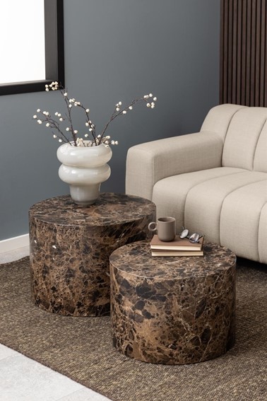 Zestaw 2 Stolików DICE Brązowy