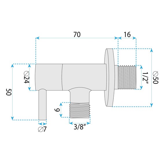 Zawór Kątowy 01 1/2" x 3/8" Nikiel Szczotkowany