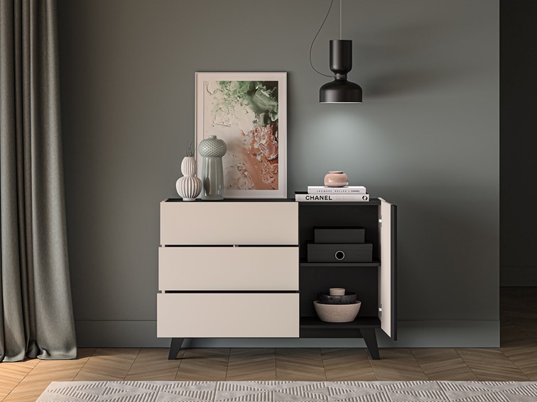 Komoda FRESHION 04 Cashmere/Czarny