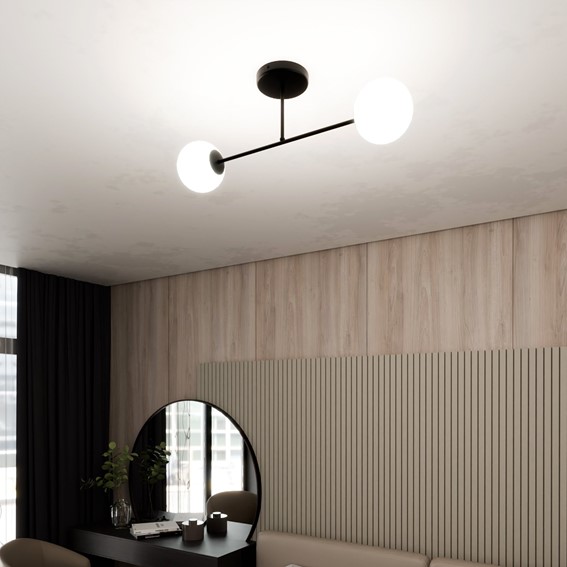 Lampa Sufitowa ROMA 2 Czarny/Opal