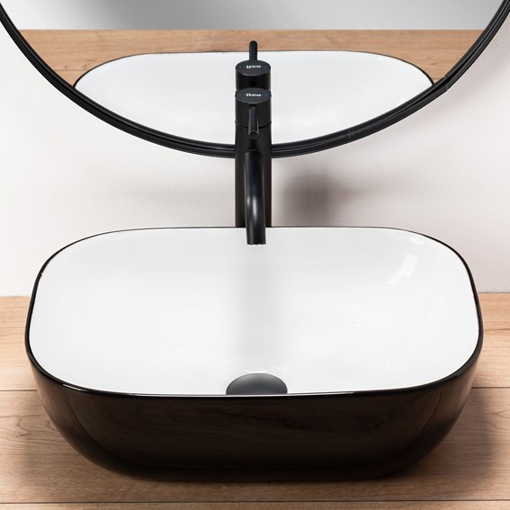 Umywalka Nablatowa BELINDA Czarny/Biały