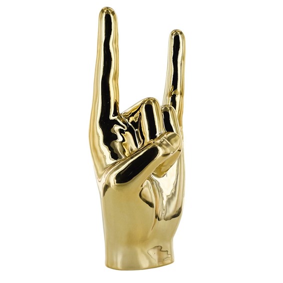 Dekoracja/Figurka Dłoń Duża ROCK AND ROLL Palec Złoty