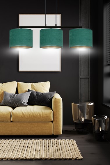 Lampa Wisząca HILDE 3 Czarny/Zielony