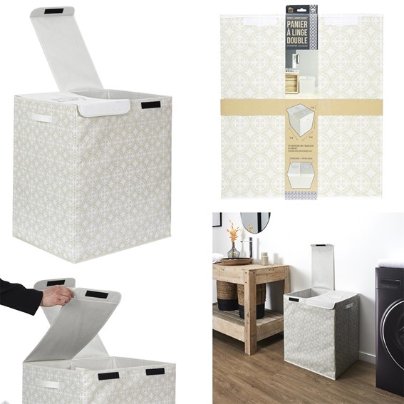 Kosz na Pranie Podwójny Szary