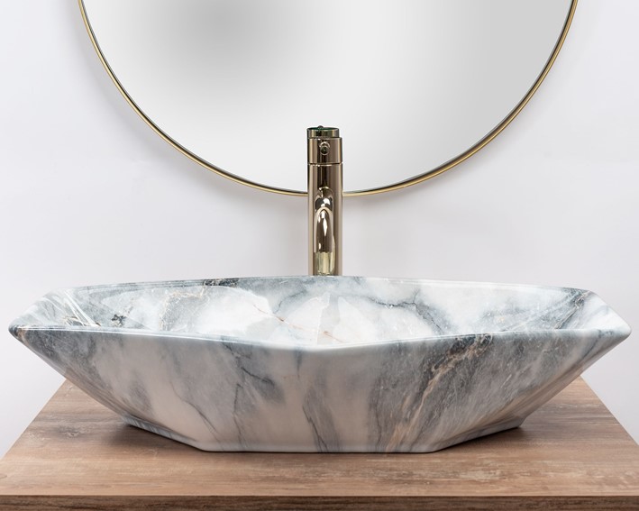 Umywalka Nablatowa VEGAS GRANIT SHINY Szary