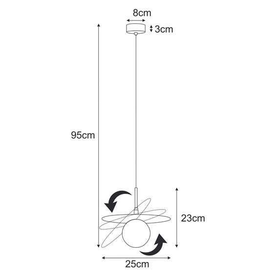 Lampa Wisząca FERMI K-5381 Czarny/Grafitowy