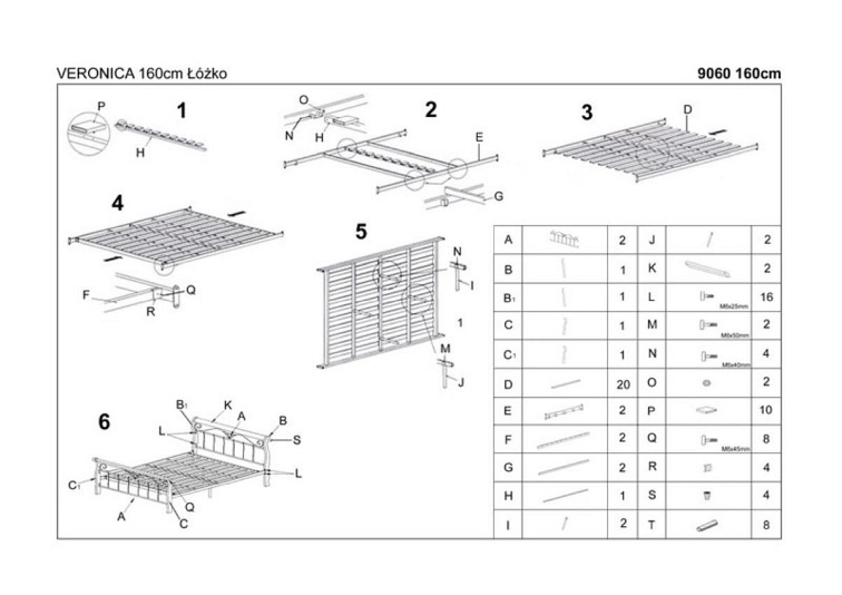 Łóżko VERONICA 160 cm czereśnia ant./czarny