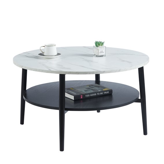 Ława L14-FX fi80 Biały Marmur/Czarny