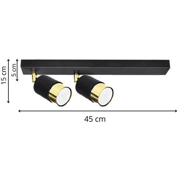 Lampa Sufitowa Plafon Massimo 2 Czarny/Złoty