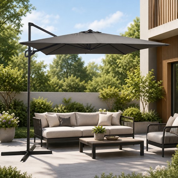 Parasol Ogrodowy VENTO 2.5m Ciemny Szary