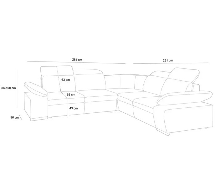 Narożnik CONTINENTAL M Brąz z Funkcją Spania I Grupa Tkanin