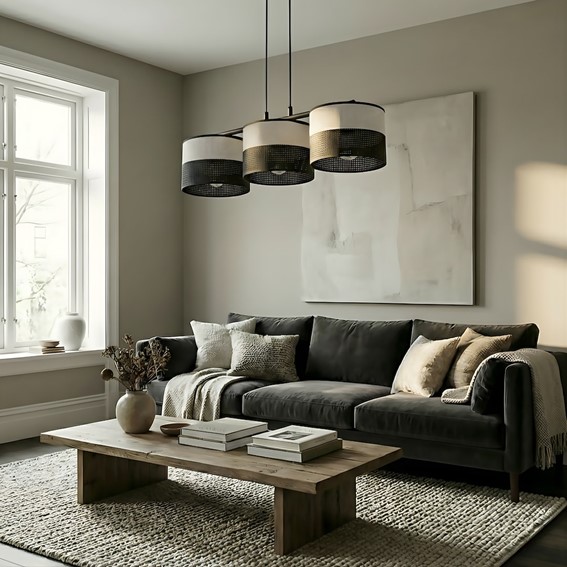 Lampa Wisząca KARBON 3 Czarny/Szary